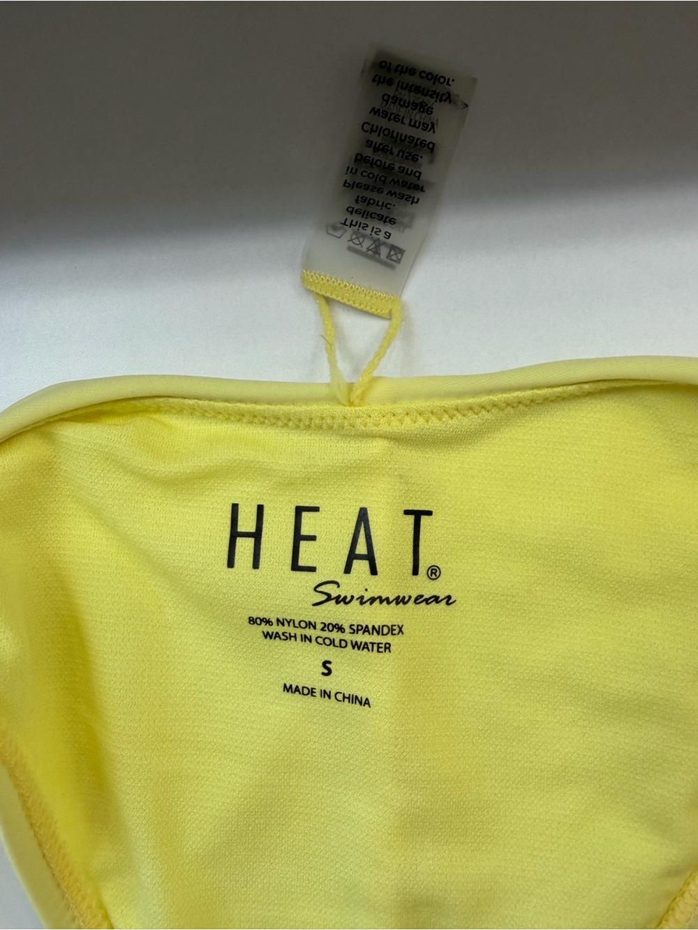 HEAT Swimwear Low V Cut Yellow Bikini Top